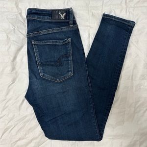 AEO 8 Regular: Blue Super Stretch Super Hi-Rise Jegging